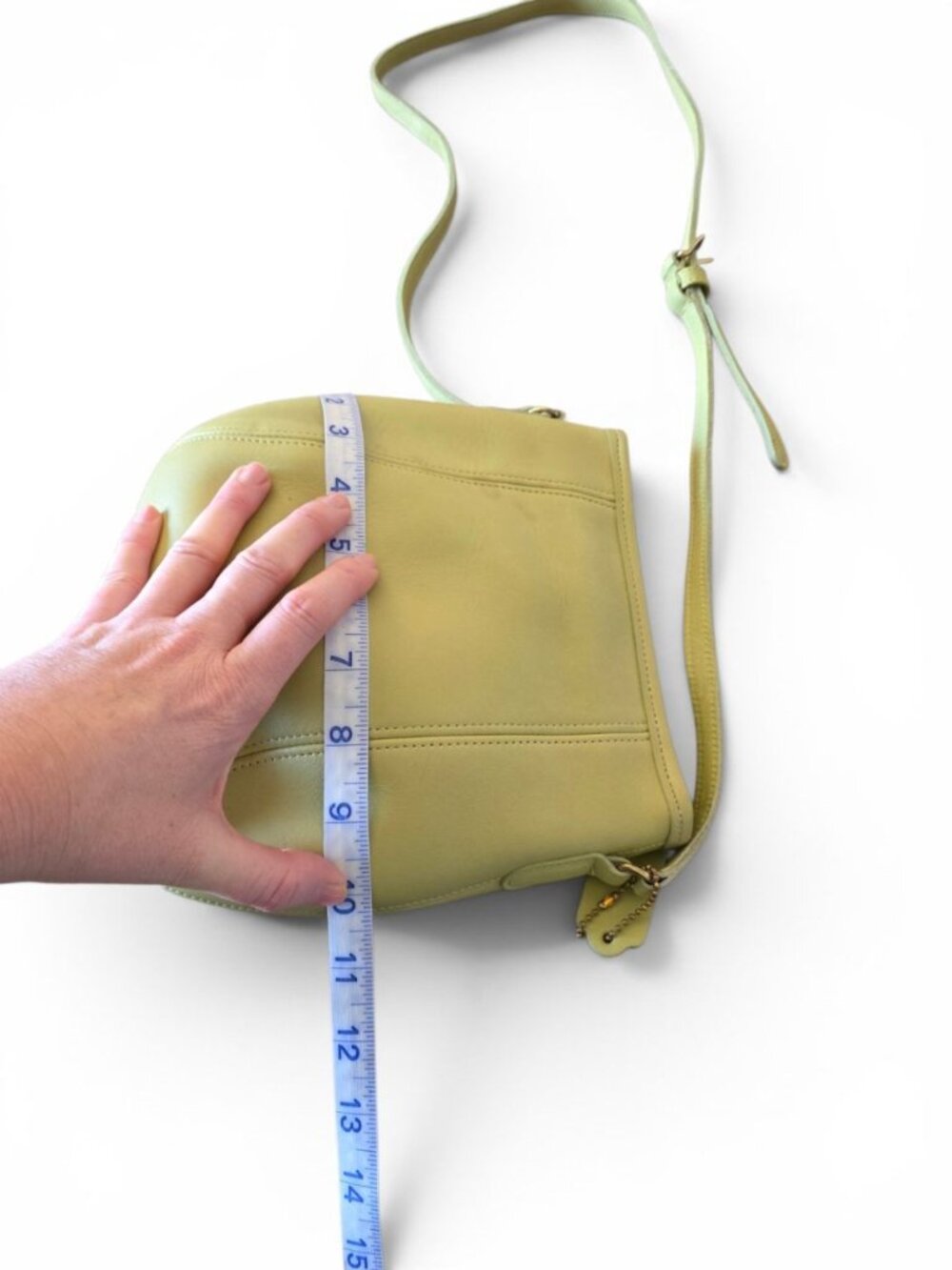 Vintage Coach 9990 Lime Pistachio Leather Small Framed Crossbody USA Rare - Picture 14 of 16